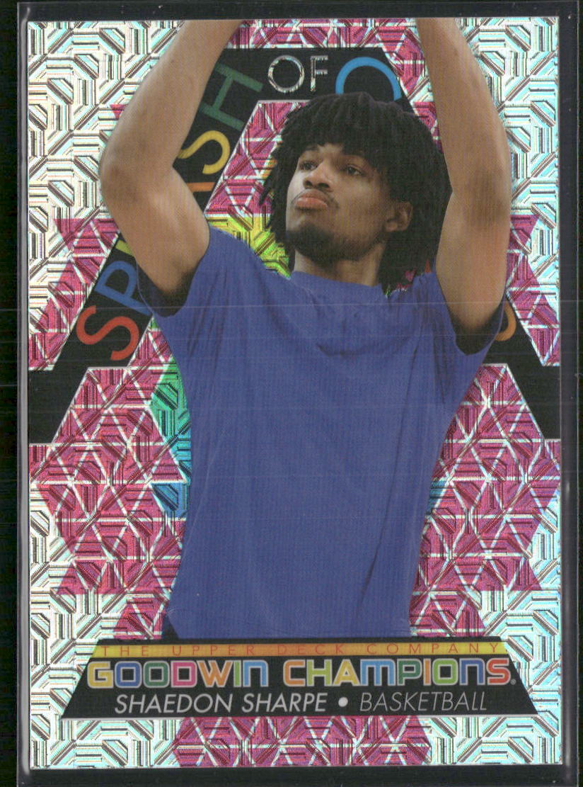 2022 Goodwin Champions Shaedon Sharpe Splash of Color Platinum Pink Traxx #/299