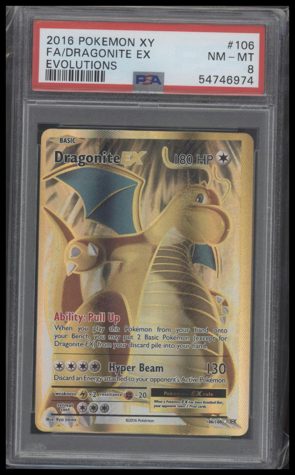 2016 Pokemon Xy Evolutions #106 Fa/Dragonite Ex Evolutions PSA 8