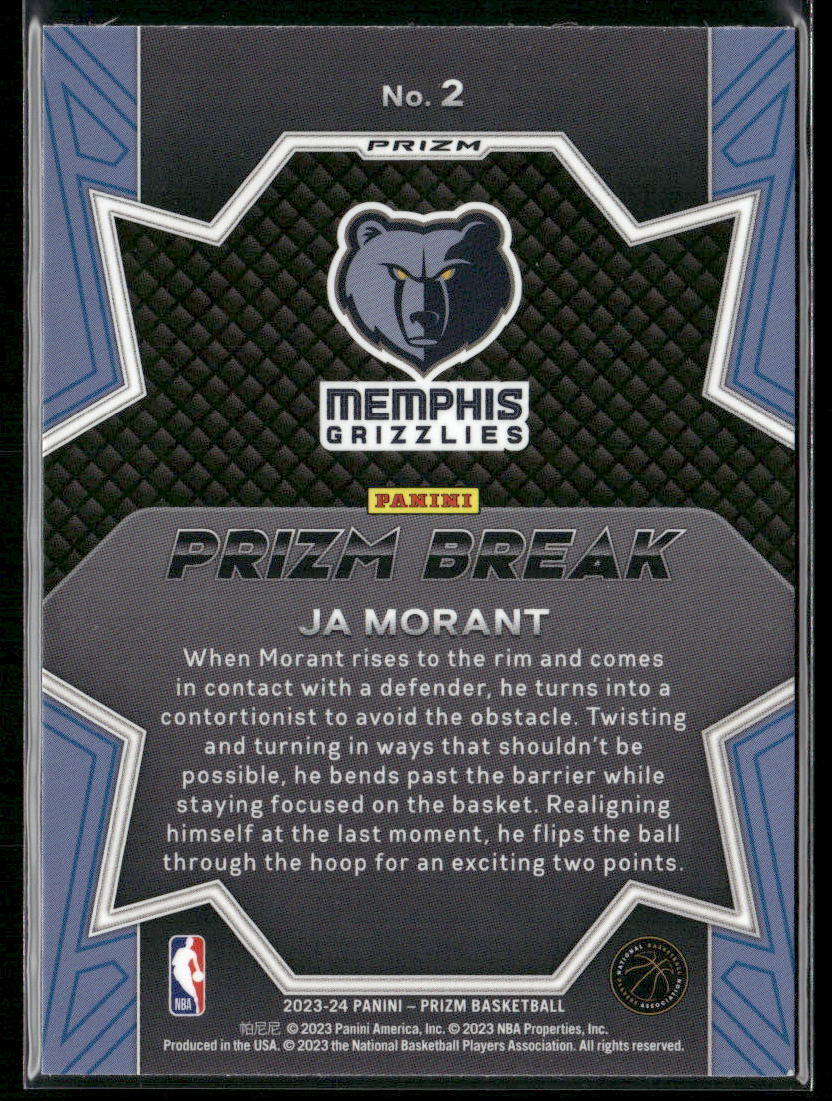 2023-24 Panini Prizm #2 Ja Morant Prizm Break Prizms Blue Wave