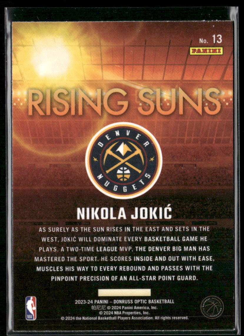 2023-24 Donruss Optic #13 Nikola Jokic Rising Suns