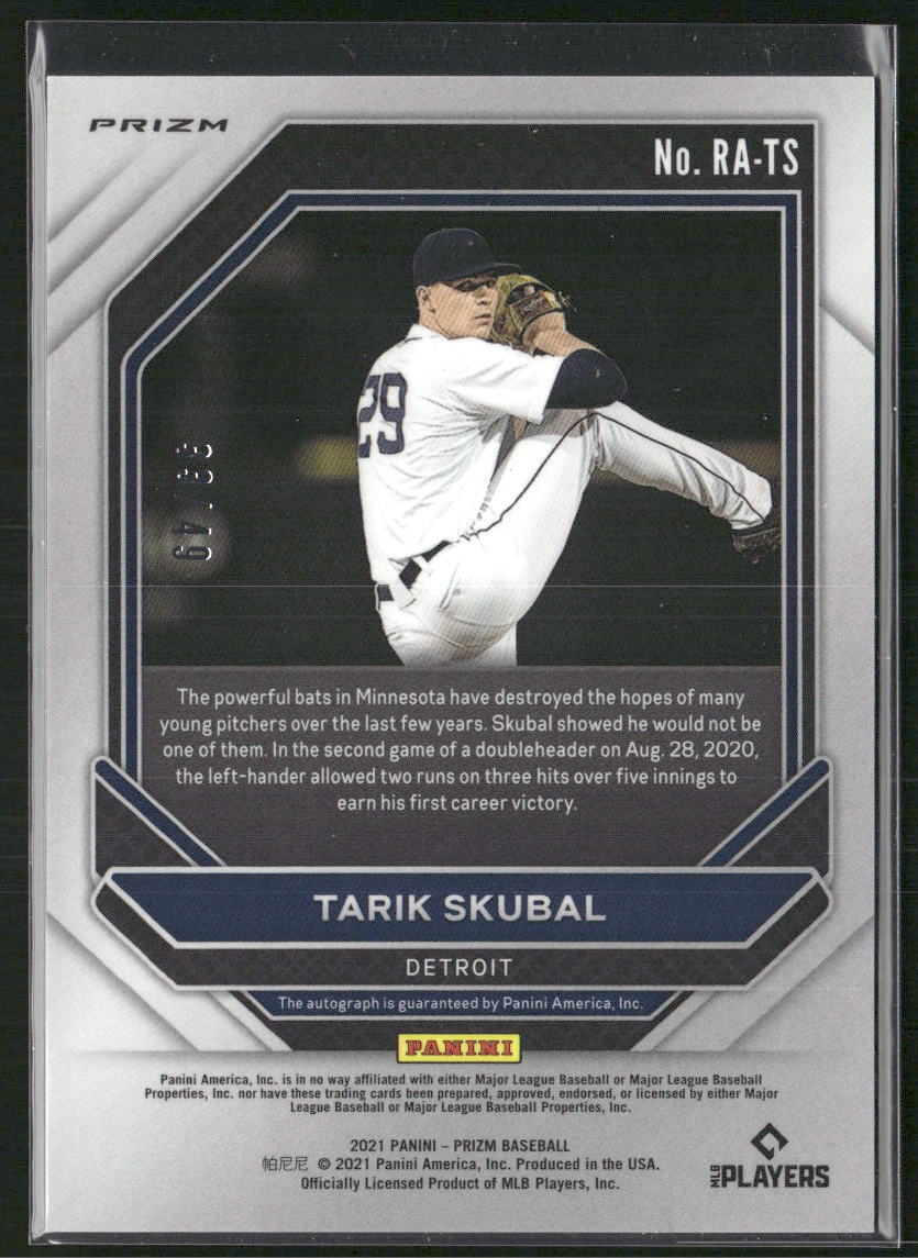 2021 Panini Prizm Tarik Skubal Rookie Autographs Red Donut Circles Prizm #/49