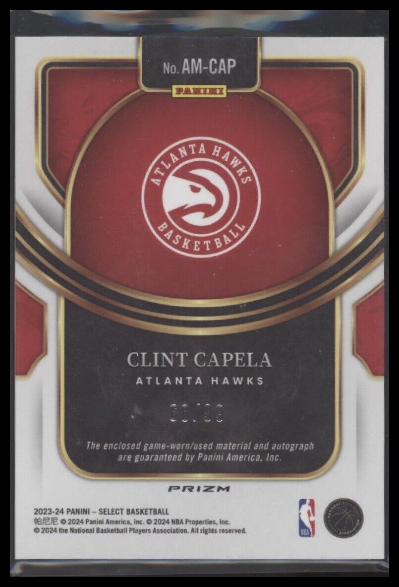 2023-24 Select #AM-CAP Clint Capela Autographed Memorabilia Purple Prizms #/99