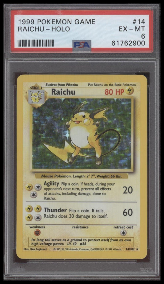 Raichu-Holo 1999 Pokemon Game #14 PSA 6