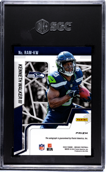 Kenneth Walker III 2022 Panini Mosaic Rookie Auto Choice Red/Yellow Prizm SGC 10