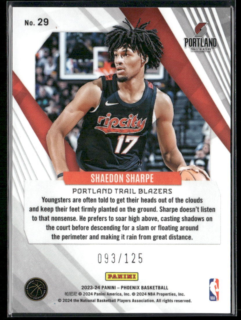 2023-24 Panini Phoenix #29 Shaedon Sharpe Seismic #/125