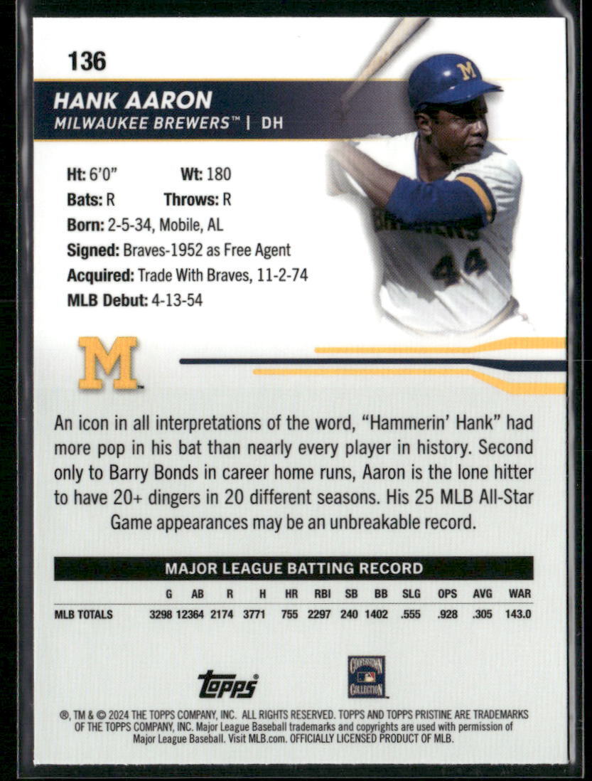 2024 Topps Pristine #136 Hank Aaron