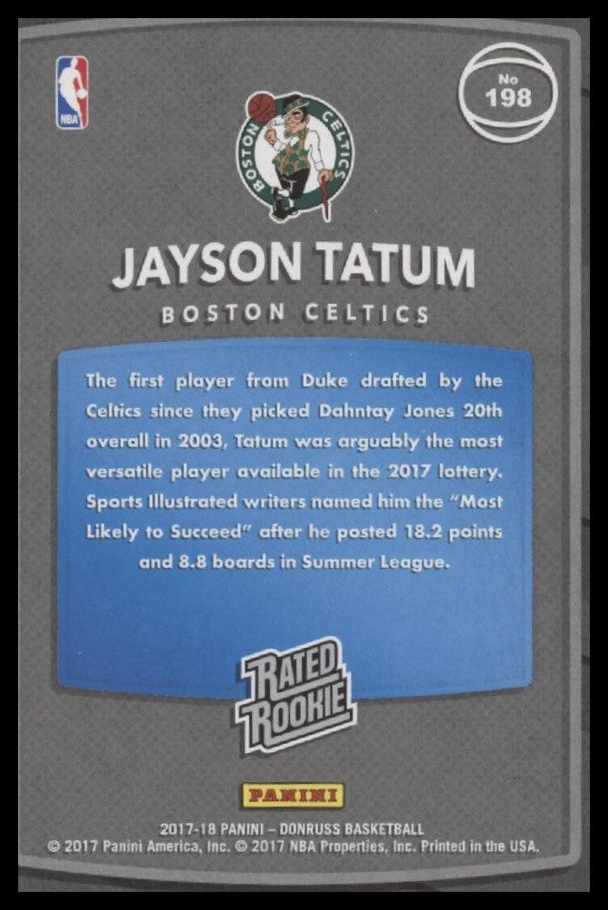 Jayson Tatum 2017-18 Donruss Optic #198 Rated Rookie