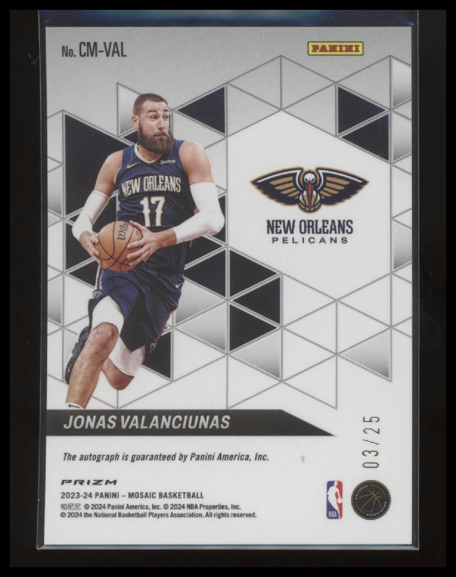 2023-24 Panini Mosaic Jonas Valanciunas Collage Autographs Mosaic White #/25
