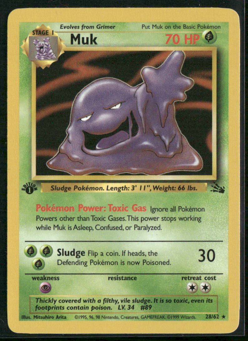Pokemon Fossil #28/62 Muk 1st Edition