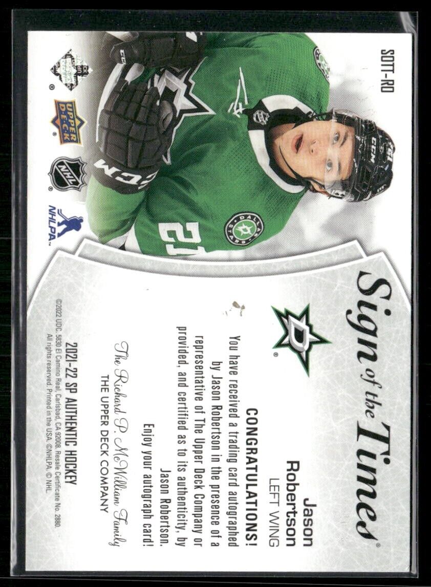 Jason Robertson BLACK /49 💎 2023-24 SP Authentic Sign Of The Times Update Auto