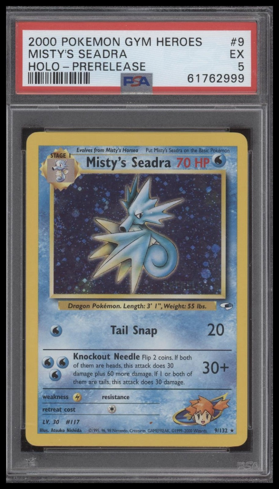 Misty'S Seadra 2000 Pokemon Gym Heroes #9 Holo-Prerelease PSA 5