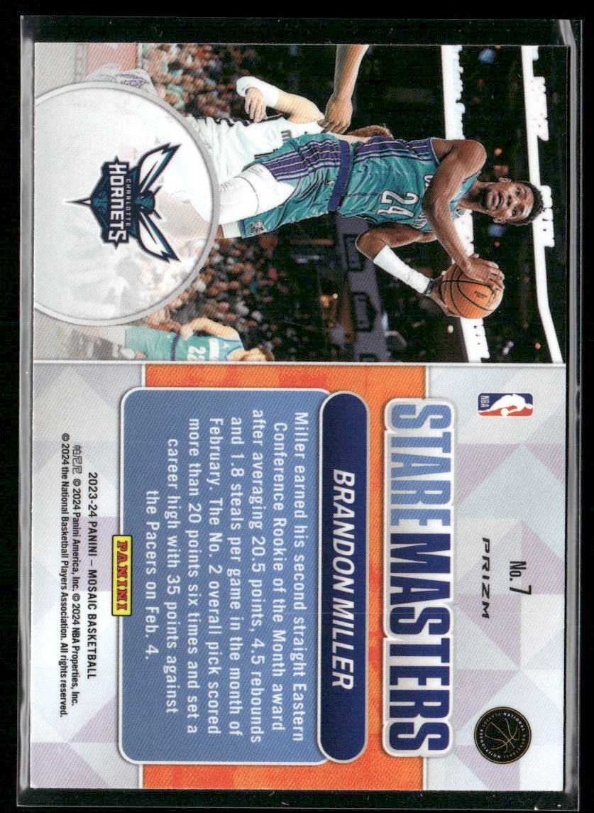 2023-24 Panini Mosaic #7 Brandon Miller Stare Masters Mosaic