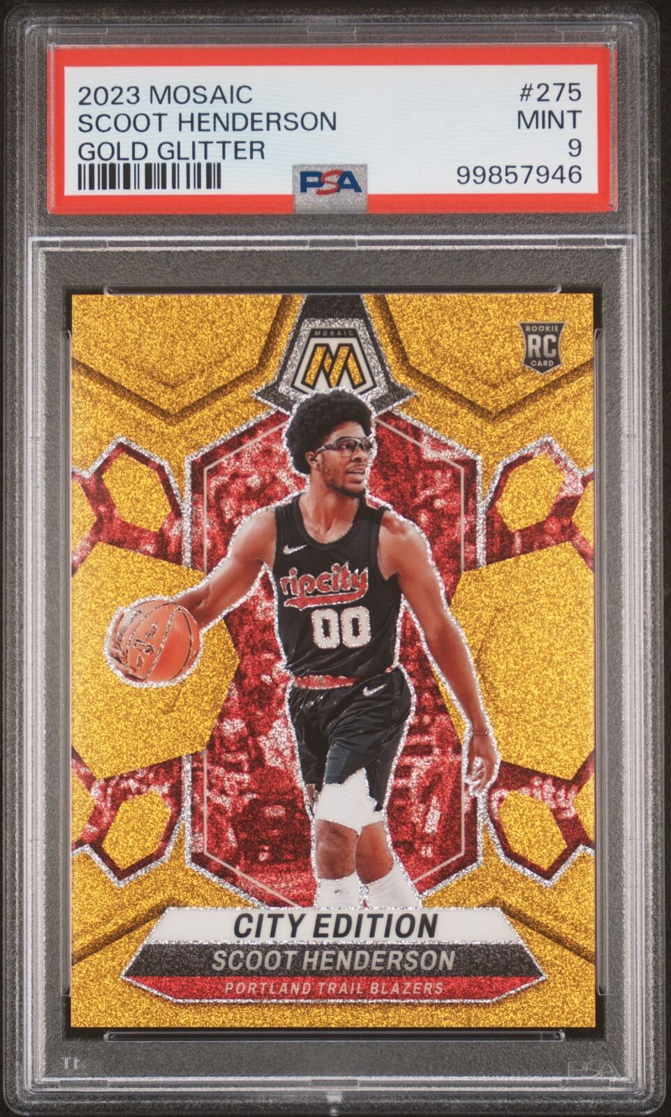 2023 Panini Mosaic #275 Scoot Henderson Gold Glitter PSA 9