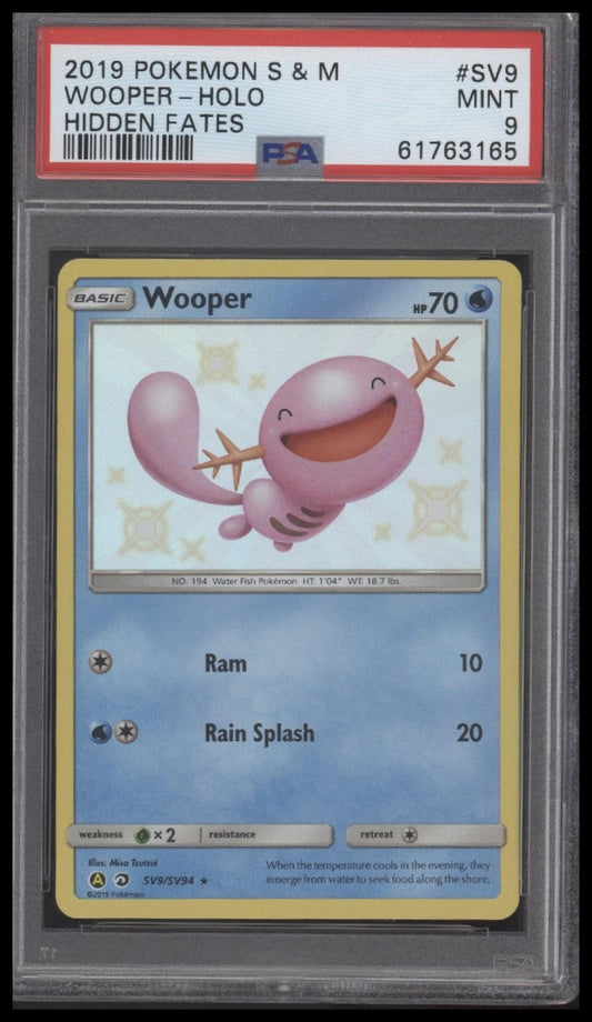 Wooper-Holo 2019 Pokemon Sun & Moon Hidden Fates #SV9 Hidden Fates PSA 9