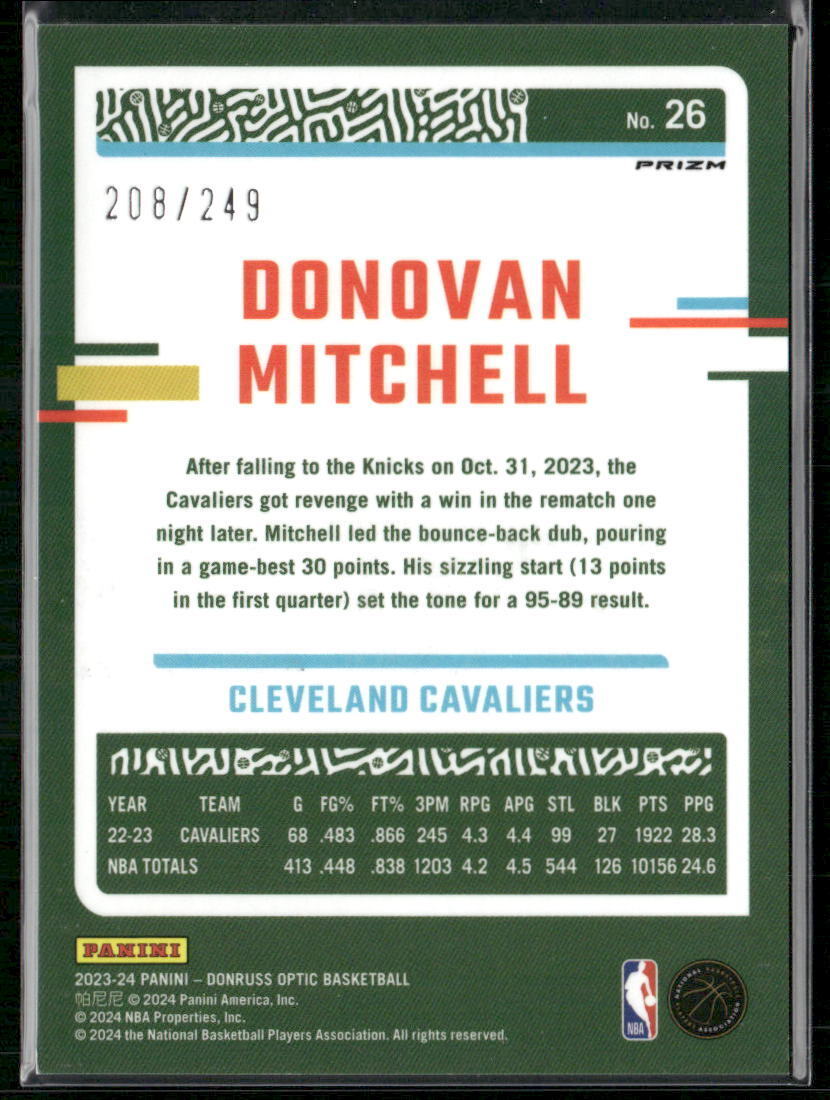 2023-24 Donruss Optic #26 Donovan Mitchell Aqua #/249