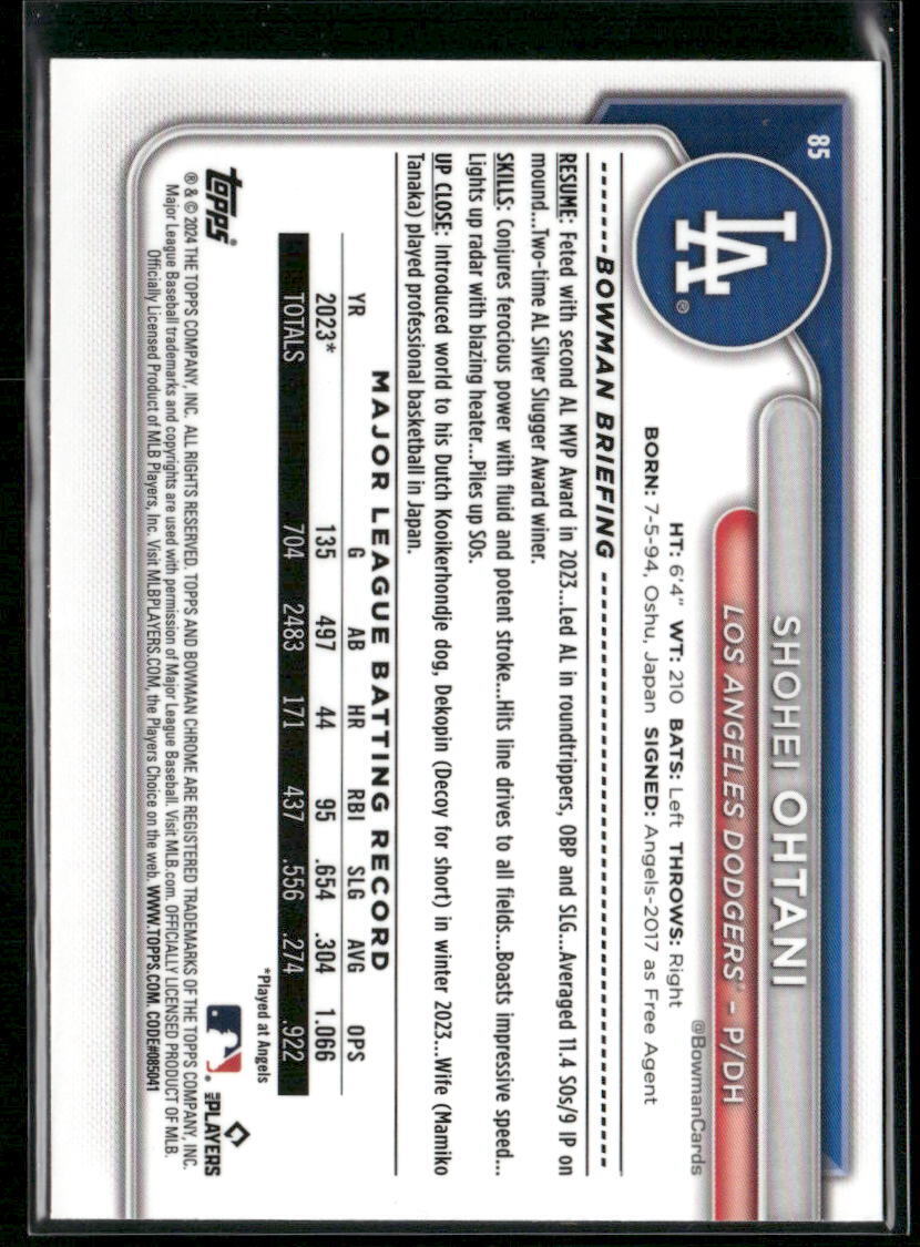 2024 Bowman Chrome #85 Shohei Ohtani