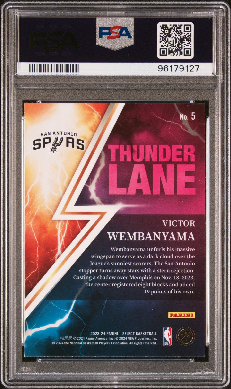 Victor Wembanyama 2023 Panini Select Thunder Lane #5 PSA 10