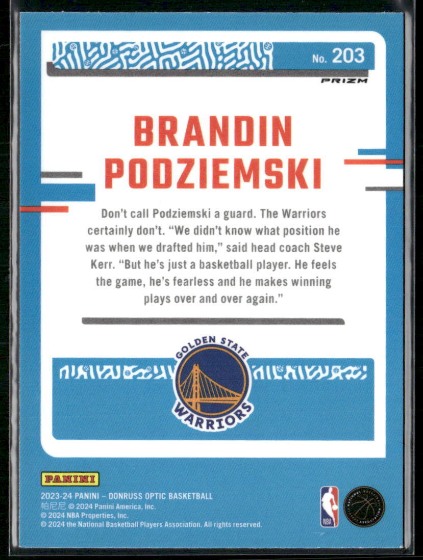 2023-24 Donruss Optic #203 Brandin Podziemski Choice