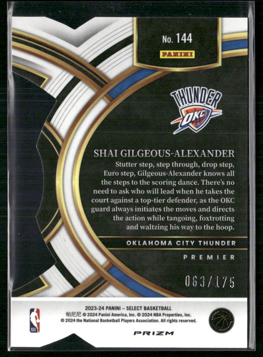 2023-24 Panini Select #144 Shai Gilgeous-Alexander Maroon Prizms #/175