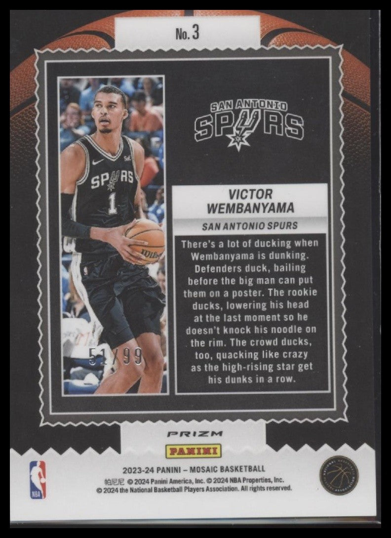 Victor Wembanyama 2023-24 Panini Mosaic Jam Masters Mosaic Reactive Yellow #/99
