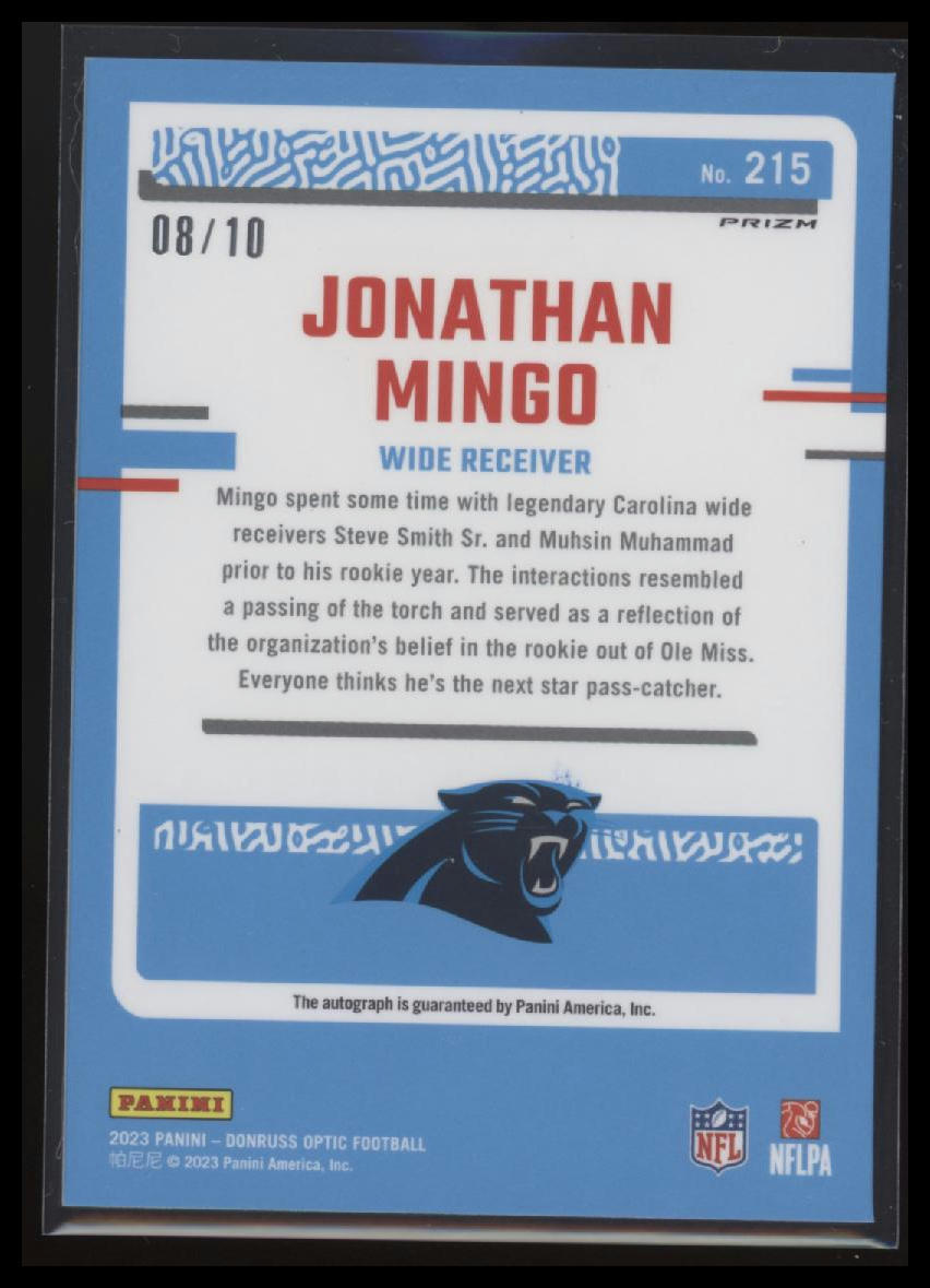 2023 Donruss Optic #215 Jonathan Mingo Rated Rookies RPS Autographs Gold #/10