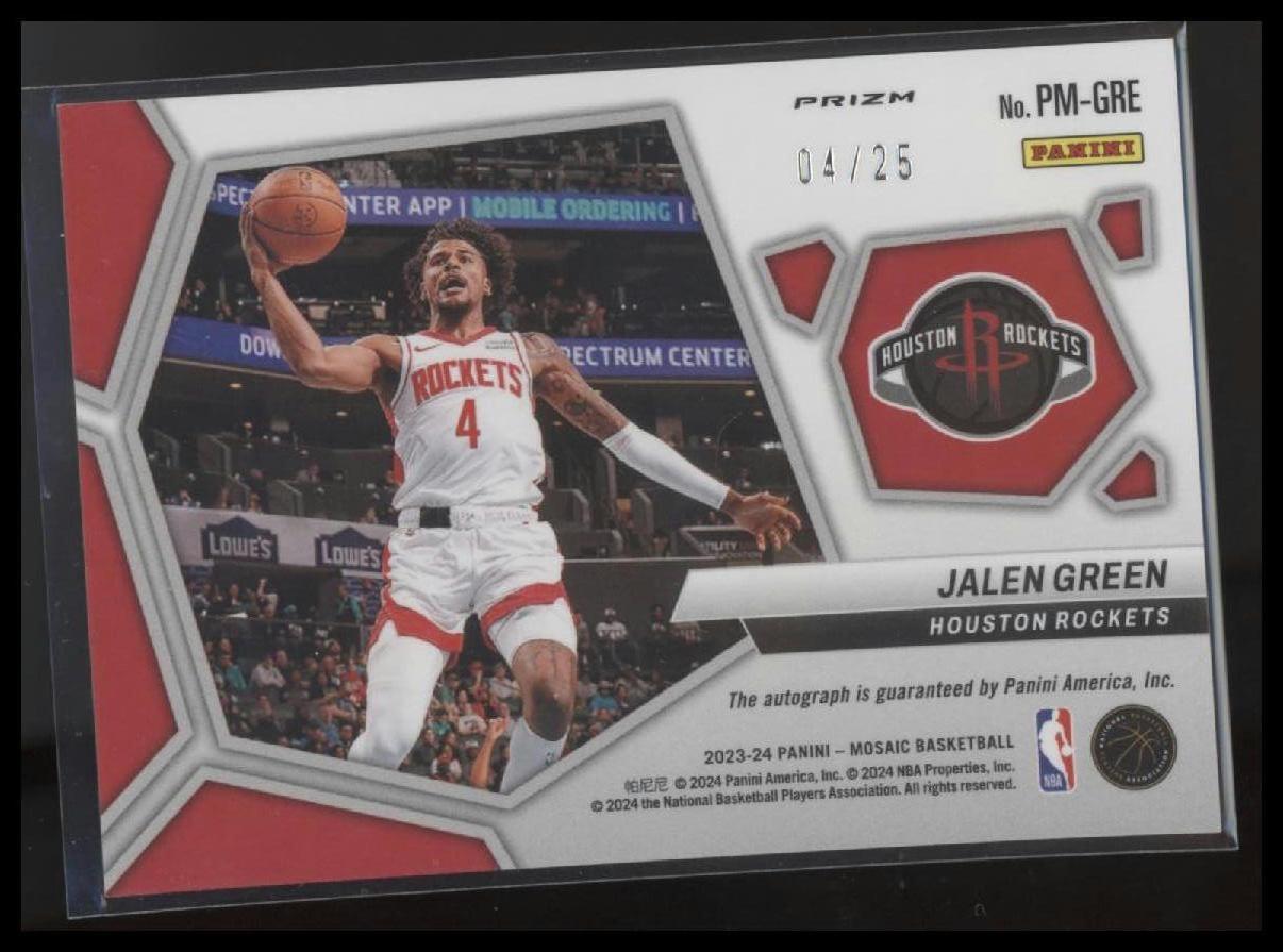 2023-24 Panini Mosaic #PM-GRE Jalen Green Pictographs Mosaic White #/25