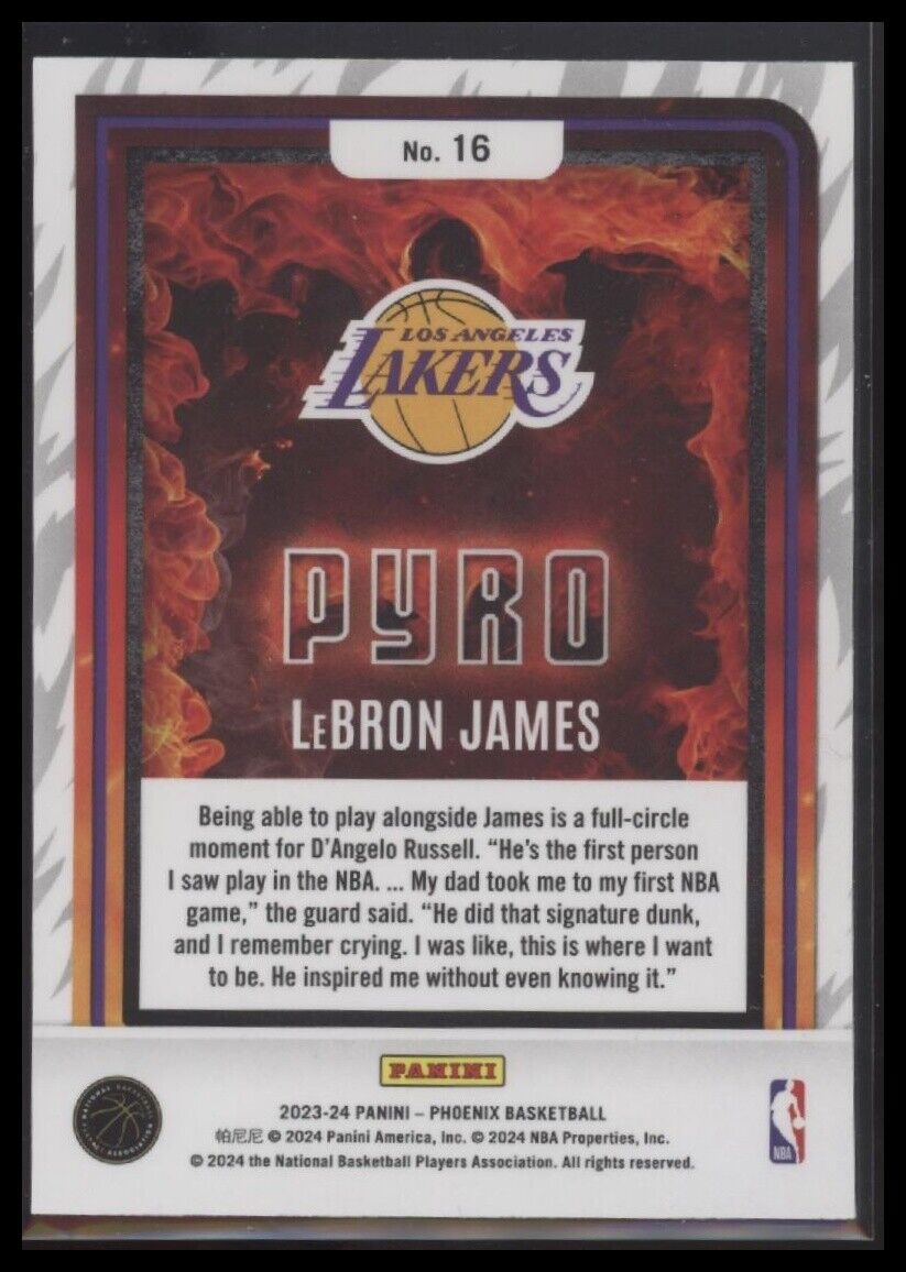 2023-24 Panini Phoenix #16 LeBron James Pyro