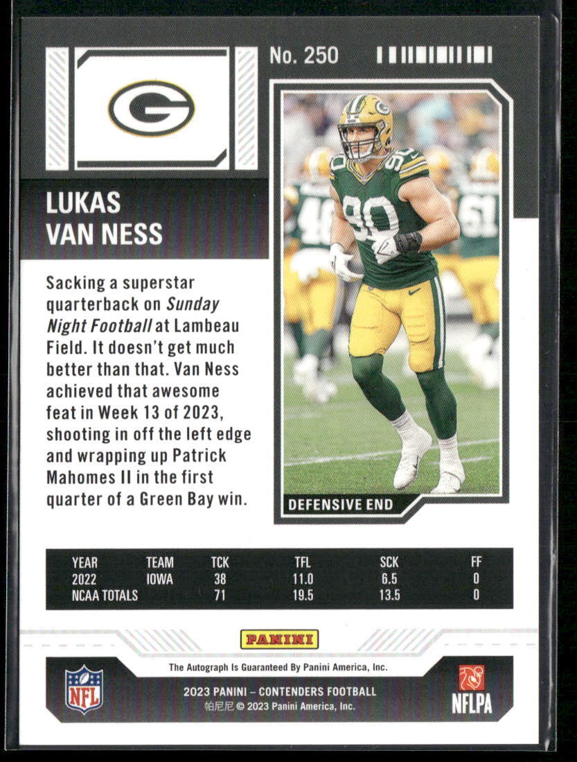 2023 Panini Contenders #250 Lukas Van Ness