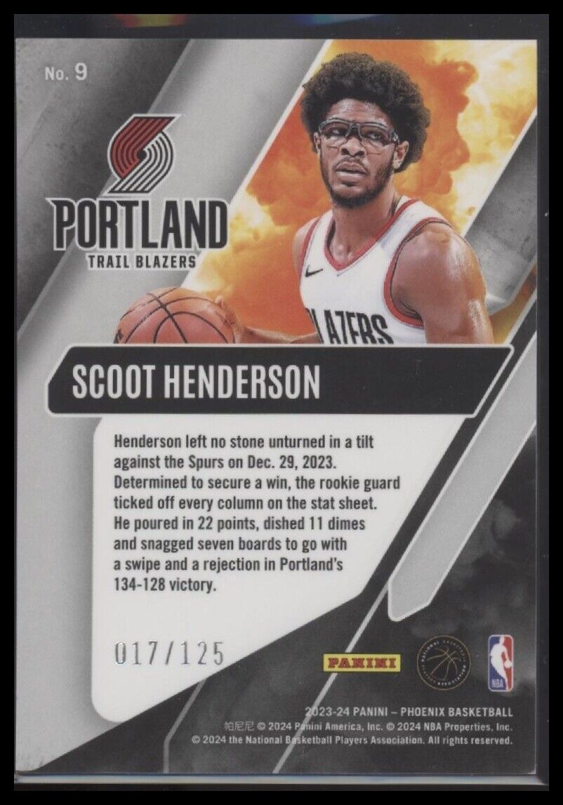 2023-24 Panini Phoenix #9 Scoot Henderson Operation Detonation Red #/125
