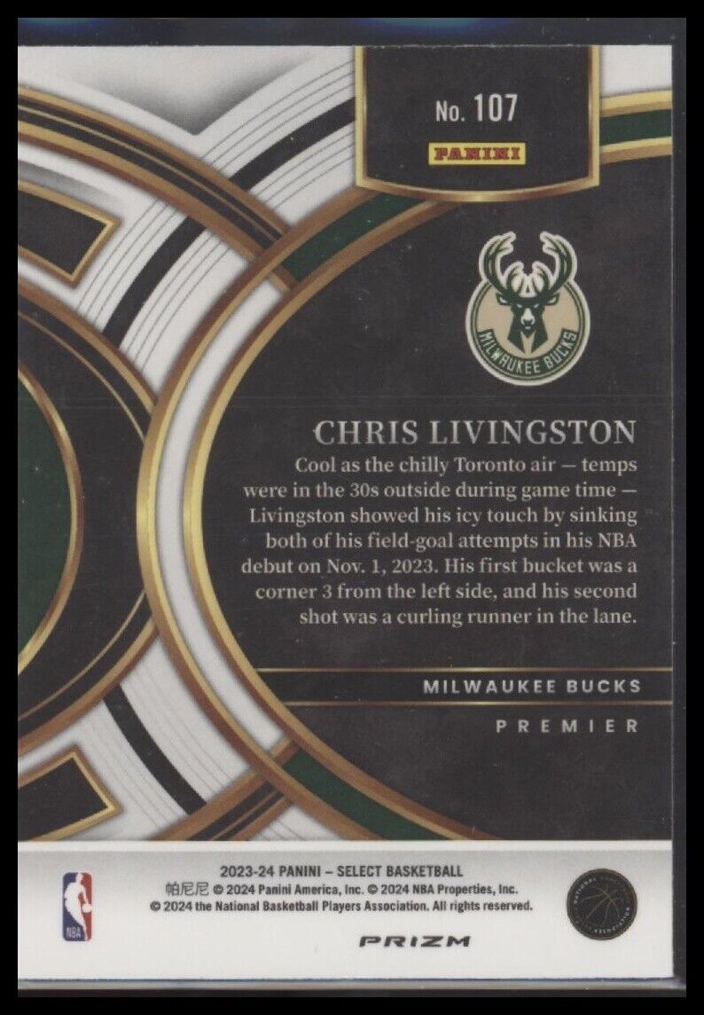 2023-24 Panini Select #107 Chris Livingston Red White & Blue