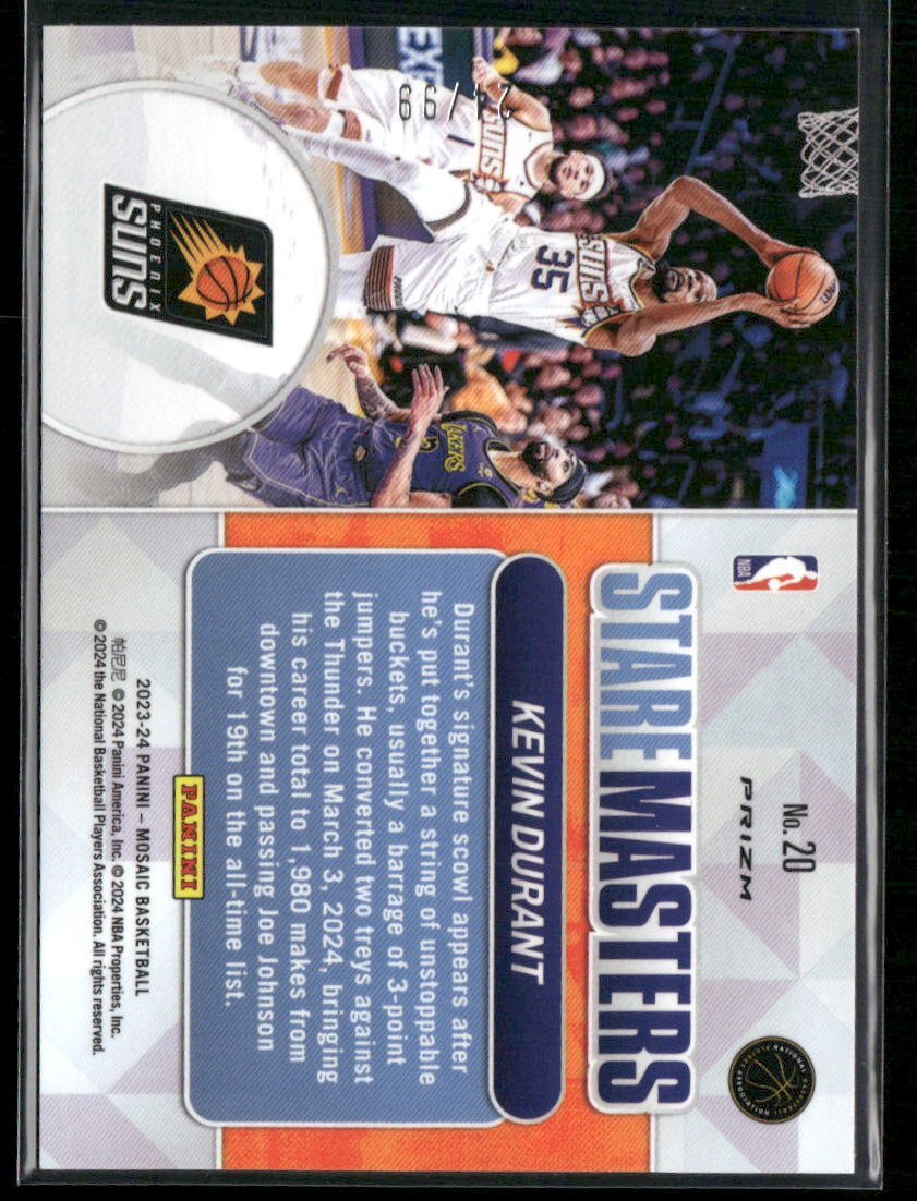 2023-24 Panini Mosaic #20 Kevin Durant Stare Masters Mosaic Purple #/99