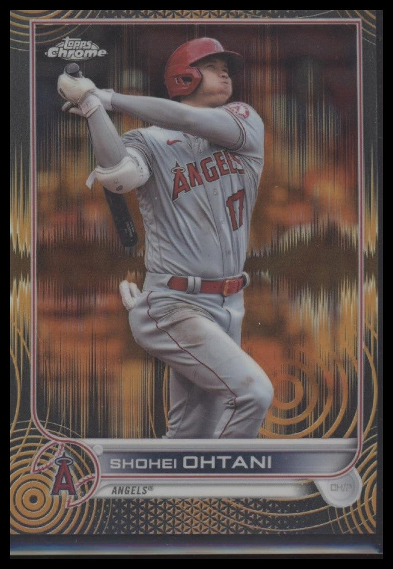 Shohei Ohtani 2022 Topps Chrome Sonic #1 Orange/Black Sonic Pulse Refractor #/25