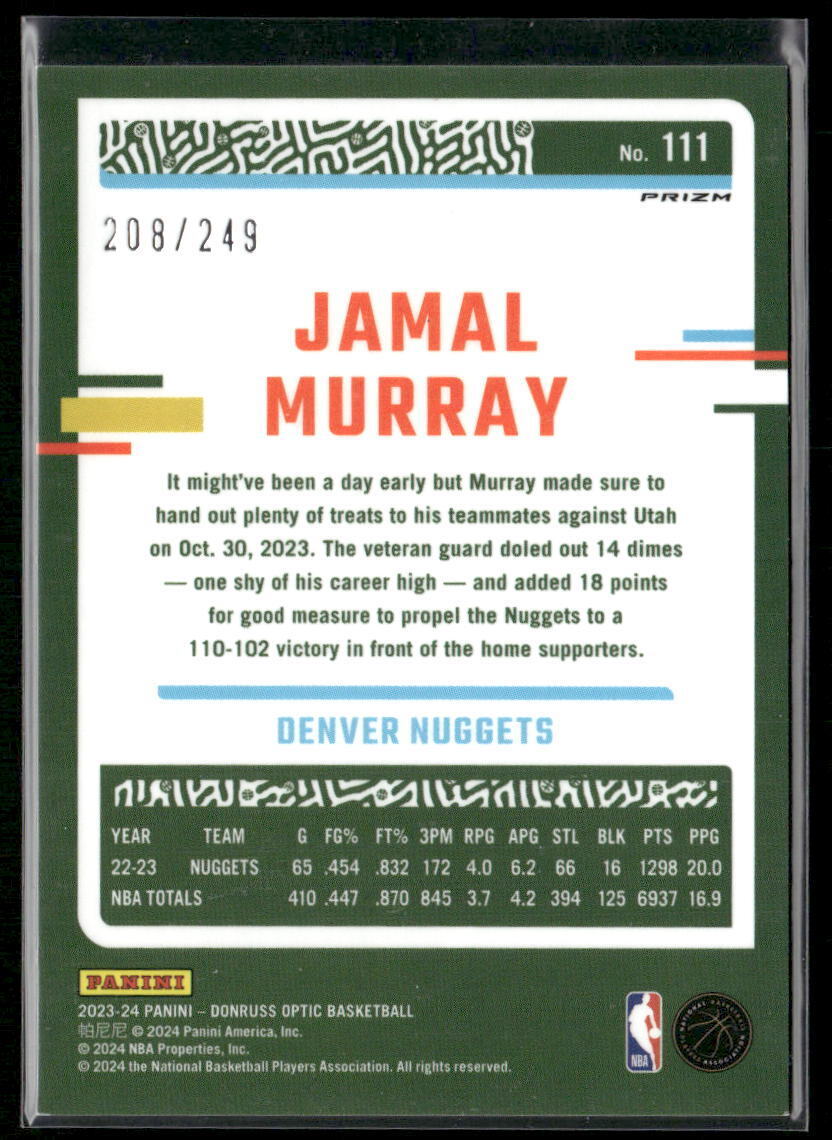 2023-24 Donruss Optic #111 Jamal Murray Aqua #/249