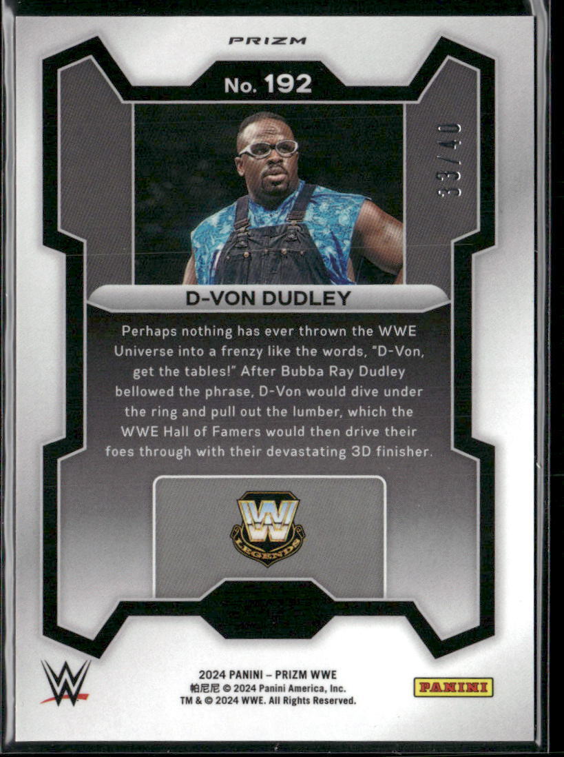2024 Panini Prizm WWE #192 D-Von Dudley WrestleMania Prizms #/40