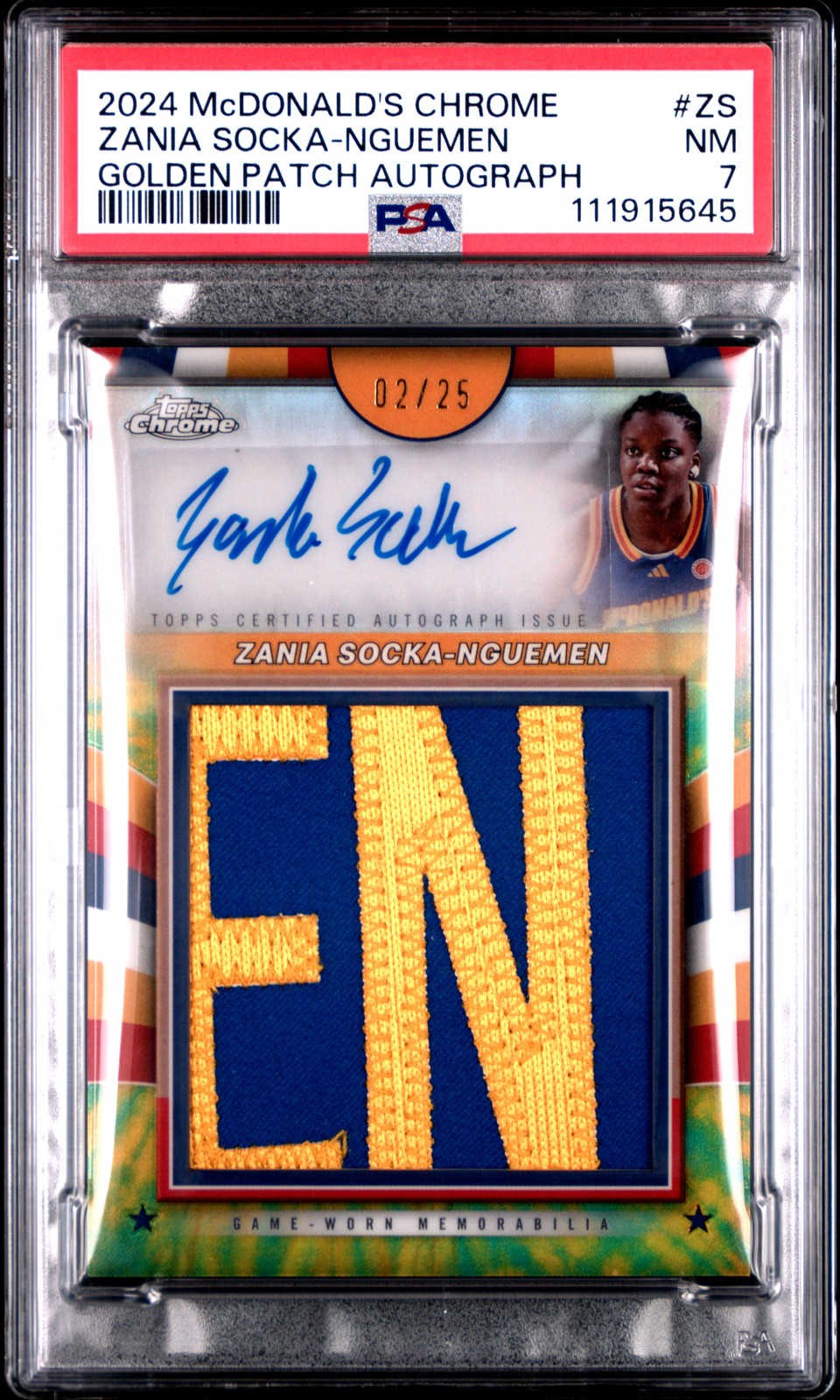 Zania Socka-Nguemen 2024 Mcdonald's All American Golden Patch Auto PSA 7
