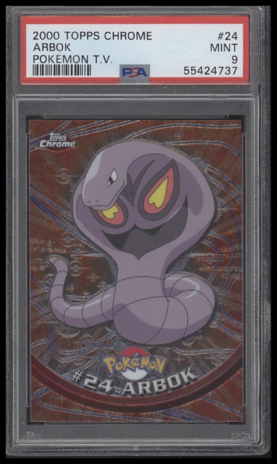 2000 Topps Chrome Pokemon T.V. #24 Arbok Pokemon T.V. PSA 9