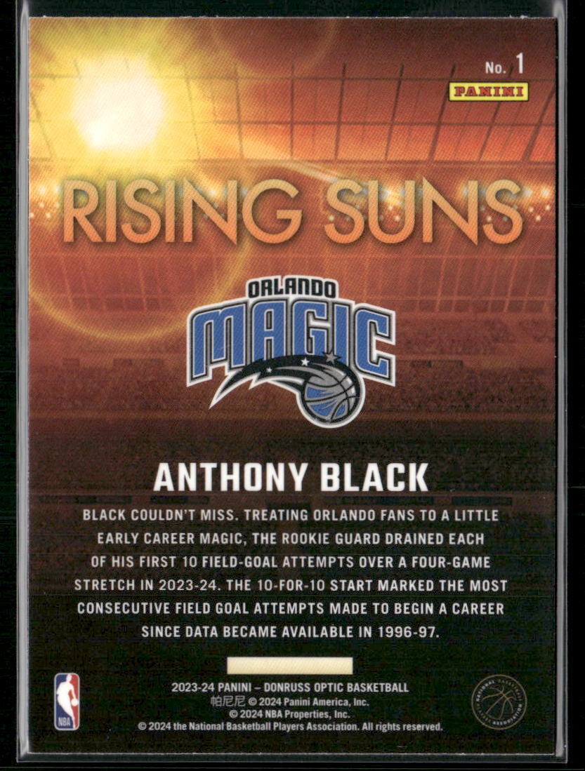 2023-24 Donruss Optic #1 Anthony Black Rising Suns