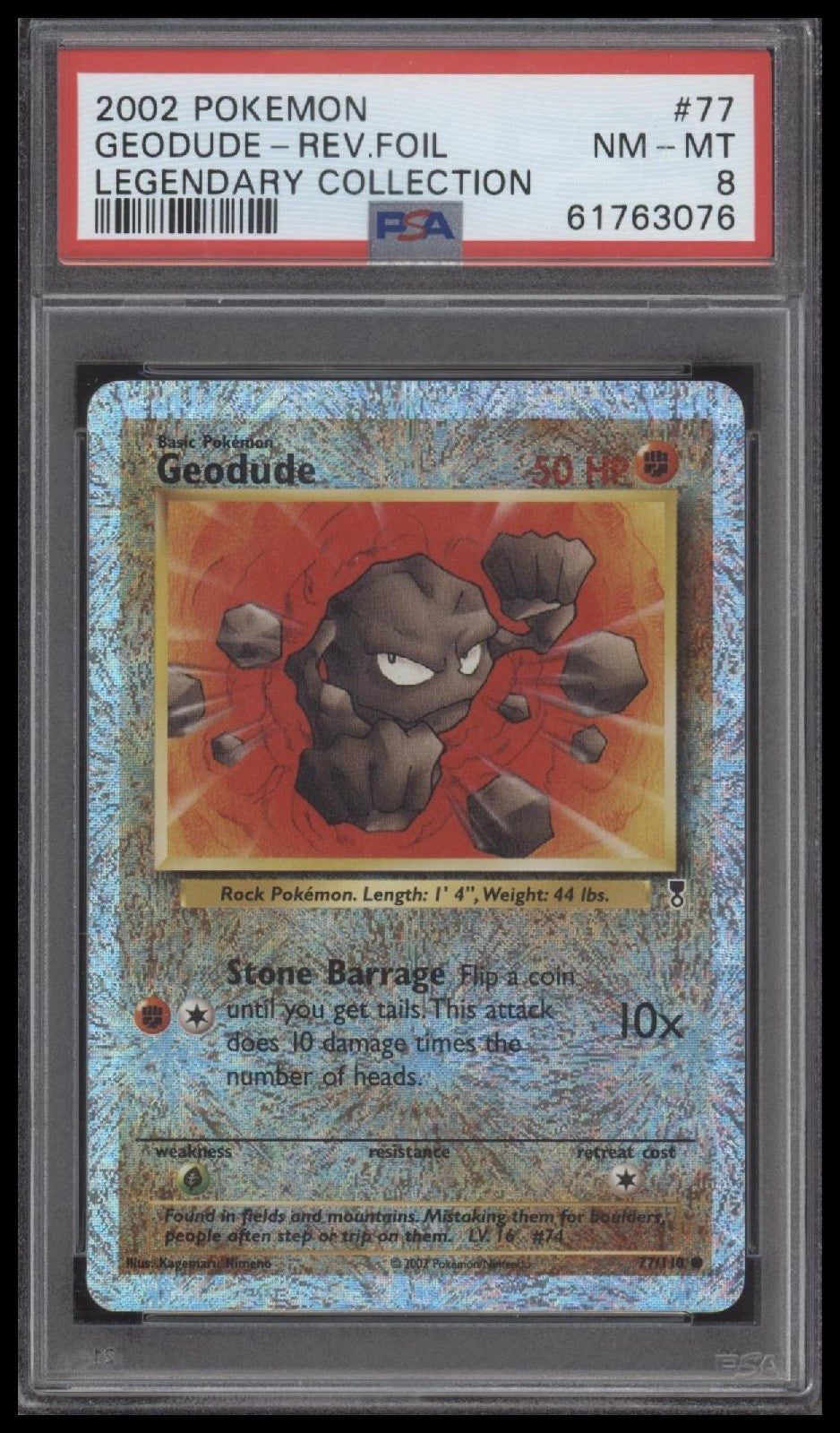 Geodude-Rev.Foil 2002 Pokemon Legendary Collection #77 PSA 8
