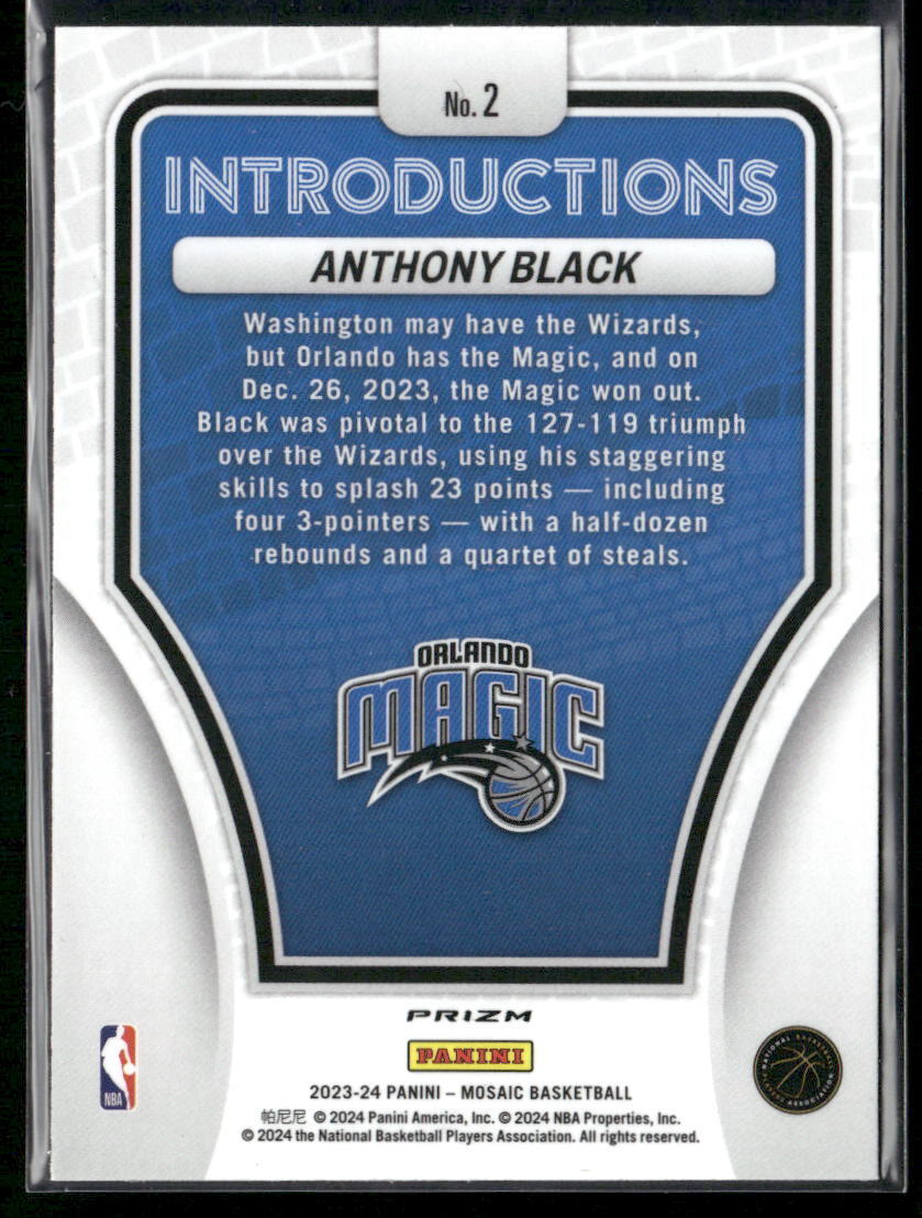 2023-24 Panini Mosaic #2 Anthony Black Introductions Mosaic