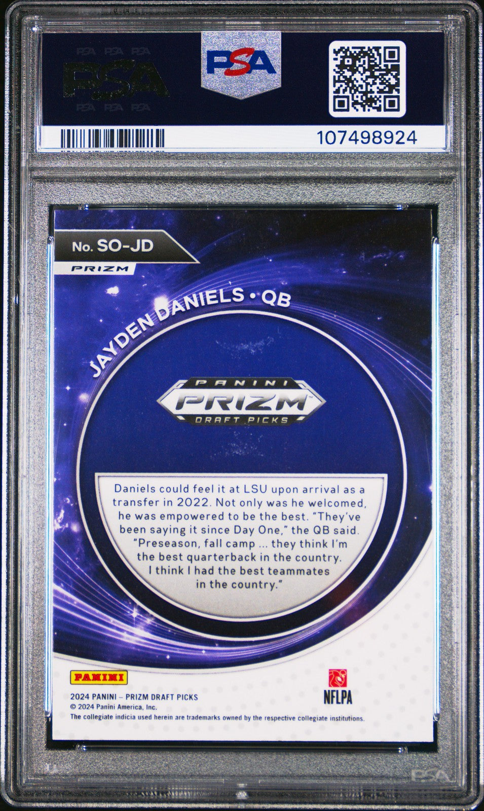Jayden Daniels 2024 Panini Prizm Draft Picks Student OrientationcRed Ice PSA 10
