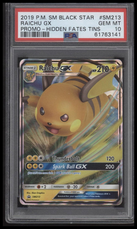 Raichu Gx 2019 Pokemon Sm Black Star Promo #SM213 Promo-Hidden Fates Tins PSA 10
