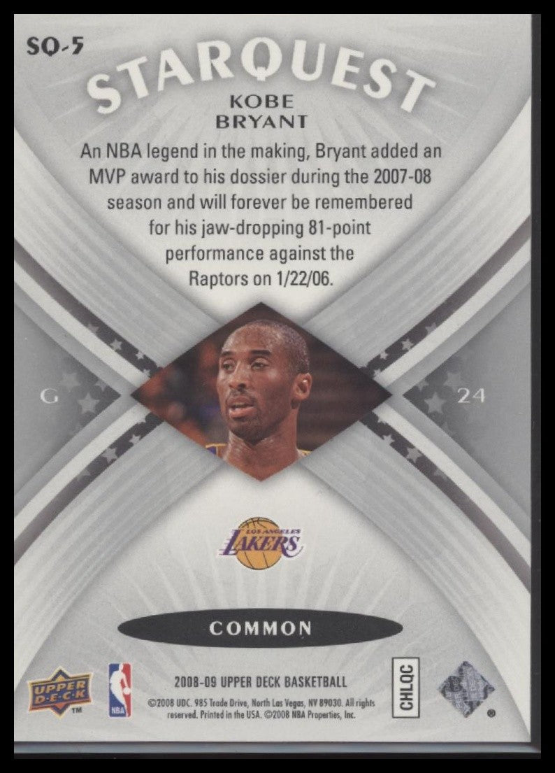 Kobe Bryant 2008-09 Upper Deck #SQ-5 StarQuest Common