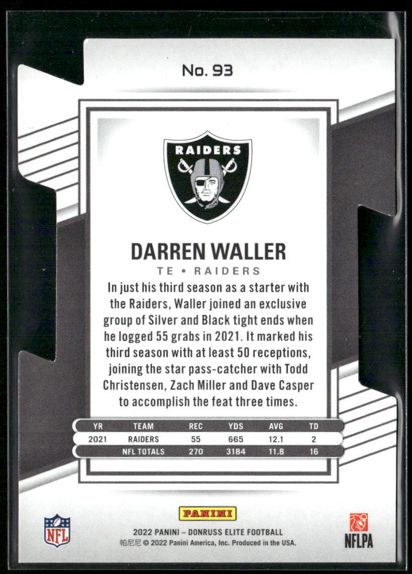 2022 Donruss Elite #93 Darren Waller Aspirations Die Cut #/24