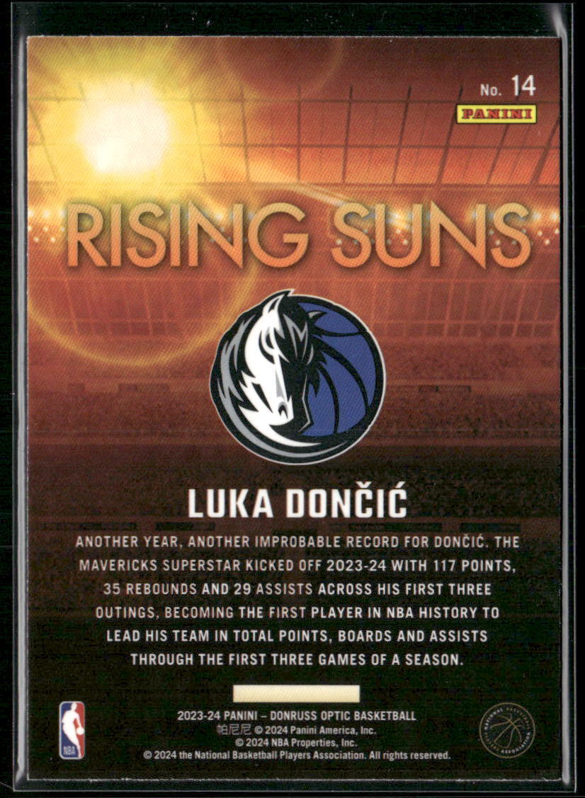 2023-24 Donruss Optic #14 Luka Doncic Rising Suns