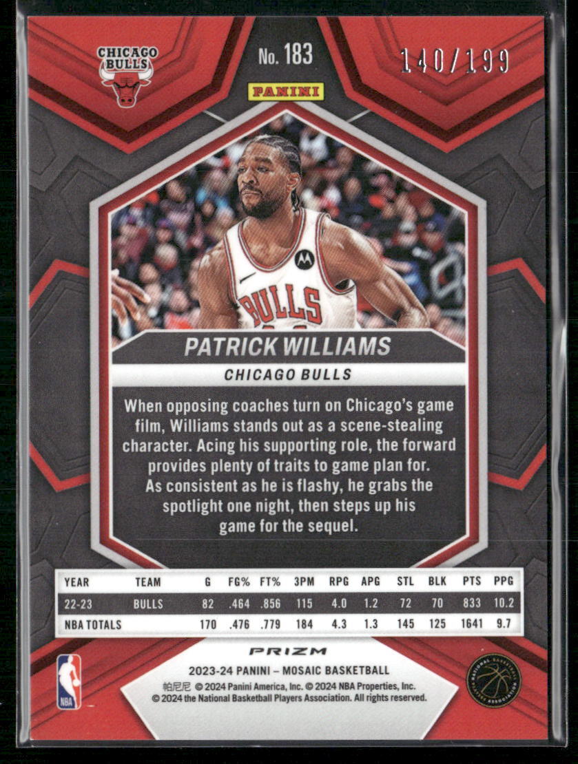 2023-24 Panini Mosaic #183 Patrick Williams Blue #/199