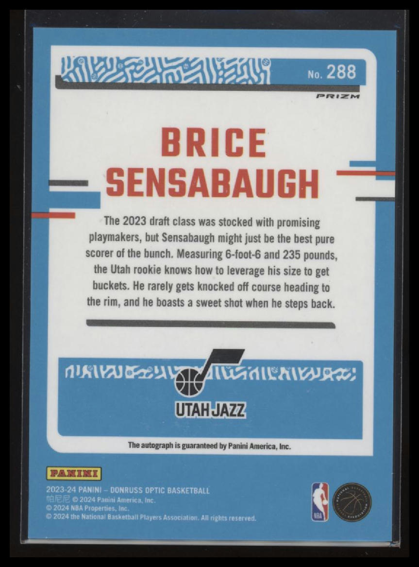 2023-24 Donruss #292 Brice Sensabaugh Rated Rookies Signatures Choice