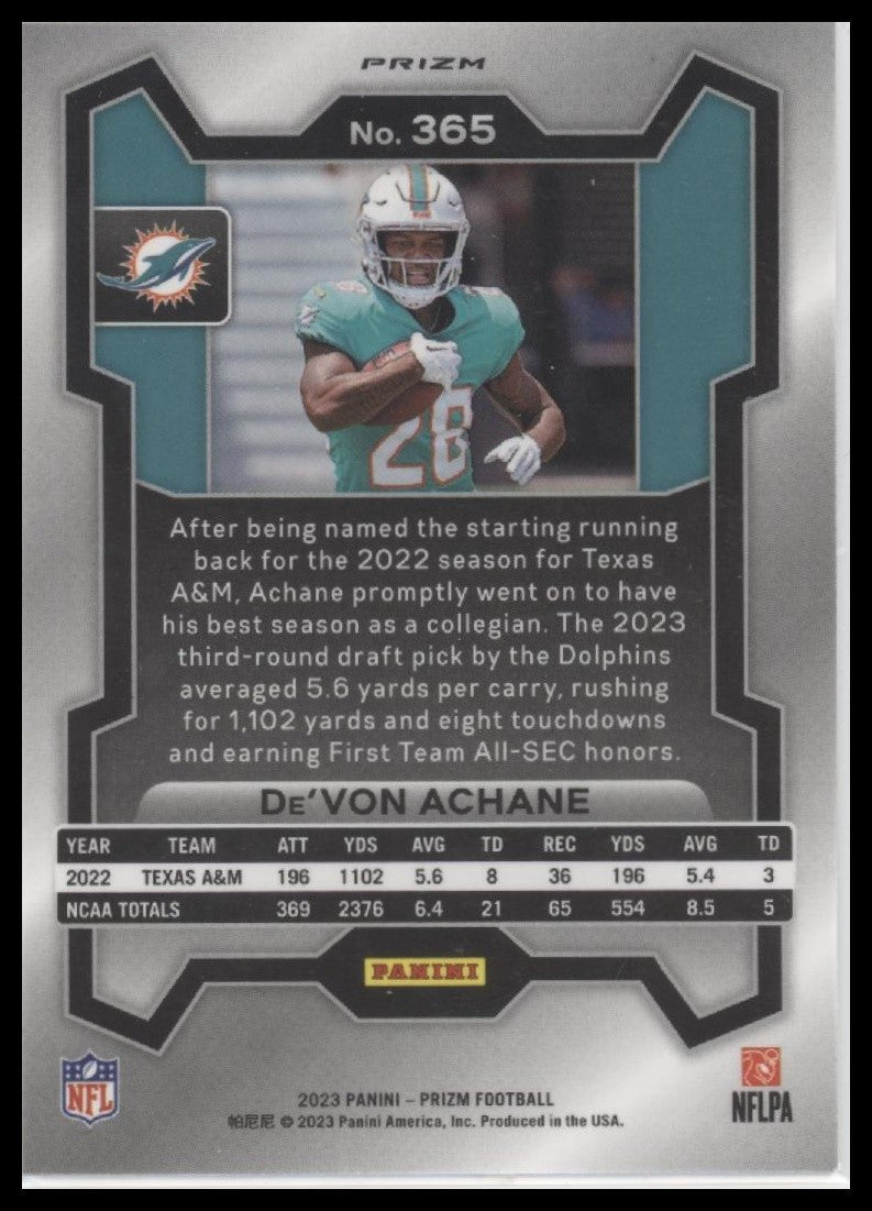 De'Von Achane 2023 Panini Prizm #365 No Huddle