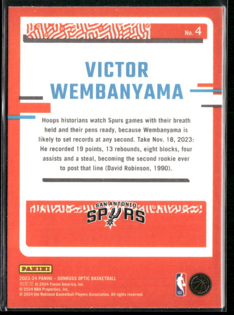 2023-24 Donruss Optic #4 Victor Wembanyama The Rookies