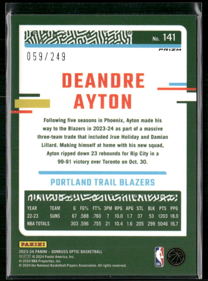 2023-24 Donruss Optic #141 Deandre Ayton Premium #/249