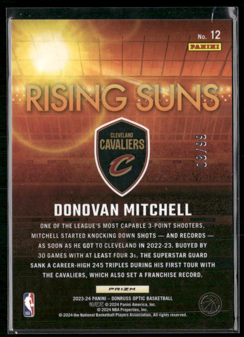 2023-24 Donruss Optic #12 Donovan Mitchell Rising Suns Red #/99